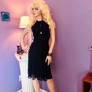 WHBM black sheer halter dress size 0
